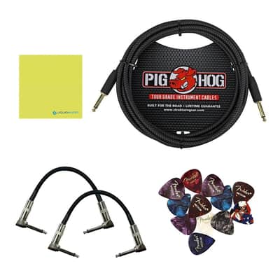 Boss DS-2 Turbo Distortion Pedal Bundle w/ 2-Pack Strukture S6P48 Woven Right Angle Patch Cable, Pig Hog PCH10BK "Black Woven" Instrument Cable, 12-Pack Guitar Pick and Liquid Audio Polishing Cloth image 2