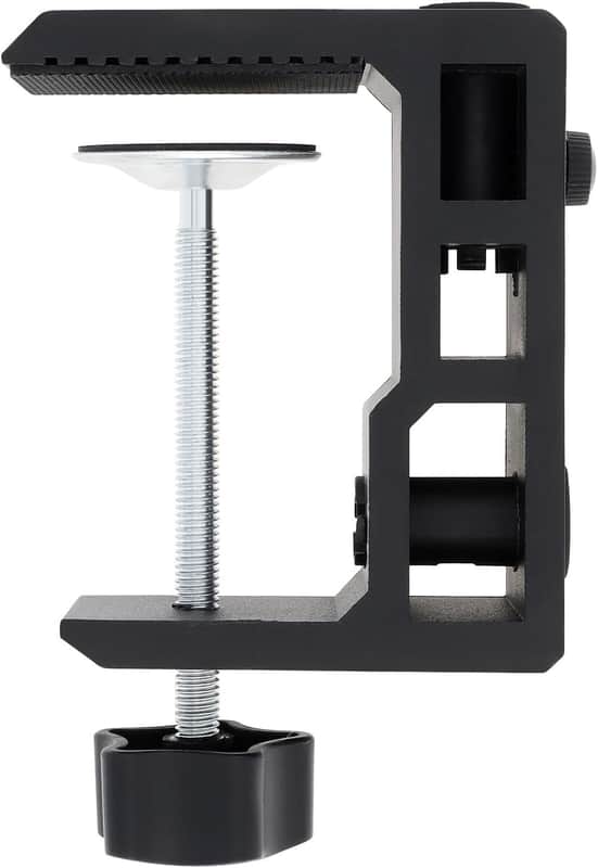 Heavy Duty Desk Clamp for 1/2” Base Microphone Boom Arm, Large Metal Table Mount Mic C Clamp Fits up to 3.3" Desktop Thickness image 1