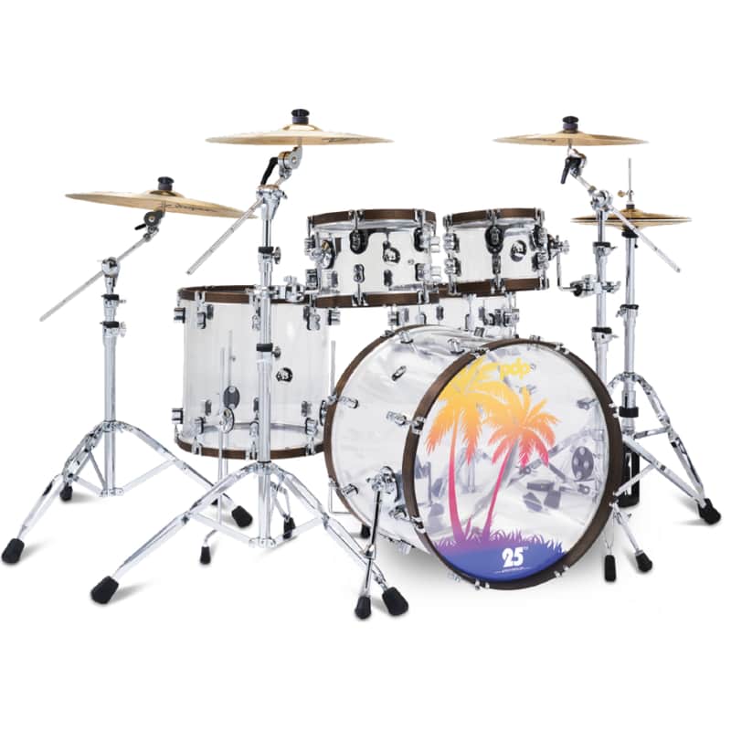 PDP PDLT221425TH 25th Anniversary 4-Piece Kit (7x10, 8x12, 16x16, 16x22) Clear Acrylic image 1