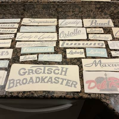 Ludwig, Gretsch, Slingerland, Rogers and more…… Bass Drum Head Decal Lot 303pcs image 1
