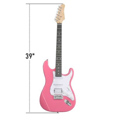 Cxxss KST Stylish H-S-S Pickup Electric Guitar Kit with 5W AMP Bag Guitar Strap Strings rose red image 4