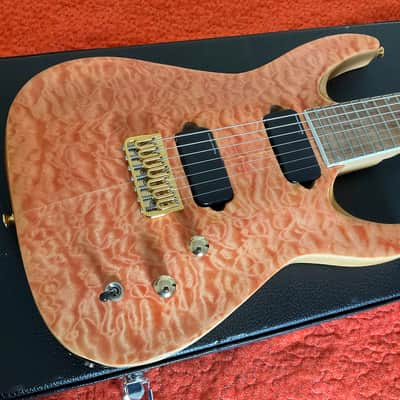 Refinished Jackson JS32-7 Dinky 7 String Guitar 3A Quilt Maple Coral Top image 2