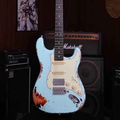 Dhatarattha HSS Strat-Style – Surf Blue Nitro Relic image 2