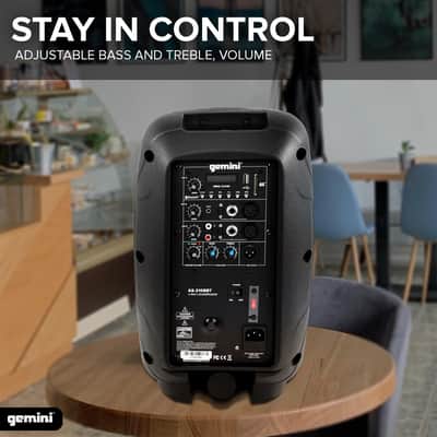 Gemini Sound AS-2108BT Active 8" Inch Woofer 500W Watt DJ Monitor Powered Amplified PA Speakers System With Bluetooth, Wireless Stereo Pairing, Onboard 2 Channel Mixer, Handles and Portable Fly Points image 3