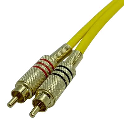 Premium 2 Foot Yellow Dual RCA Male to Dual RCA Male Audio Patch Cable image 2
