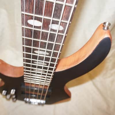 Left handed 6 string bass guitar, neck through body,  2015 Wood image 3