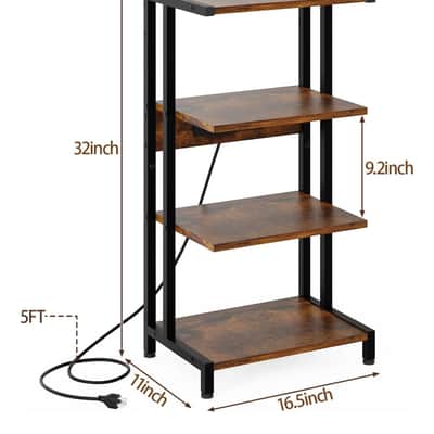 4-Tier Studio Consoles Stand with Power Outlet Cabinet Desk image 7