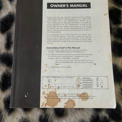 Roland JV 2080 ORIGINAL Owner’s Manual image 1