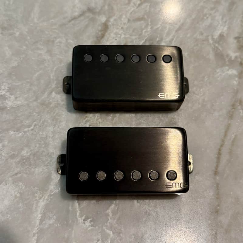 EMG 57/66-BRBC Active Solderless Alnico V Humbucker Set 2010s - Brushed Black Chrome image 1