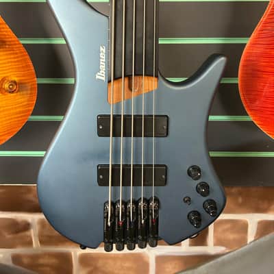 Ibanez EHB1005F-AOM Arctic Ocean Matte 2023 5-String Fretless Electric Bass image 4