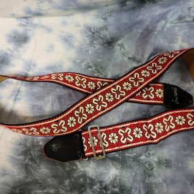Rare Vintage 1960's Ace Style Amacord Vintage Red Black Hendrix Clapton Guitar Strap image 7