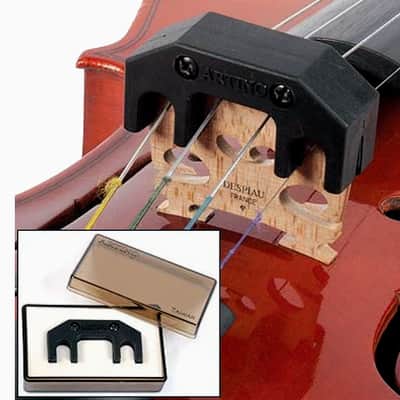 Artino Synthetic Rubber-Coated METAL Violin Practice Mute Violin for MAXIMUM sound reduction while practicing - 58 grams / 2.05 ounces of smooth & hefty dampening mass image 2