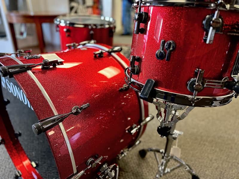 Sonor SQ2 3pc Medium Maple Shell Pack in Red Sparkle Lacquer 13/16/24 image 1