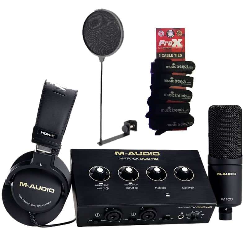 M-Audio M-Track DUO HD Audio Interface Producer Pack + Pop Blocker image 1