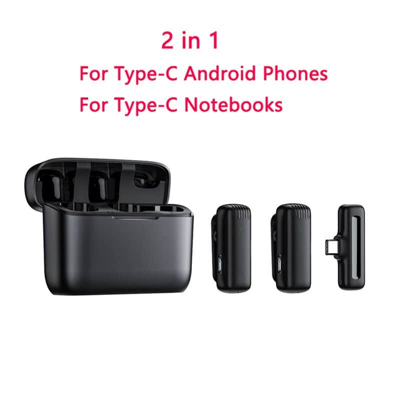 Wireless Lavalier Microphone Charging Case Mic Portable Audio Video Recording for iPhone Android Camera Notebook Live Gaming Mic image 1