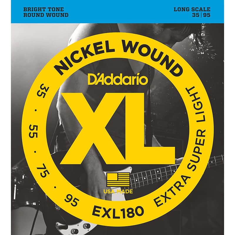 D'Addario EXL180 Nickel Wound Bass Guitar Strings Extra Super Light 35-95 Long Scale image 1