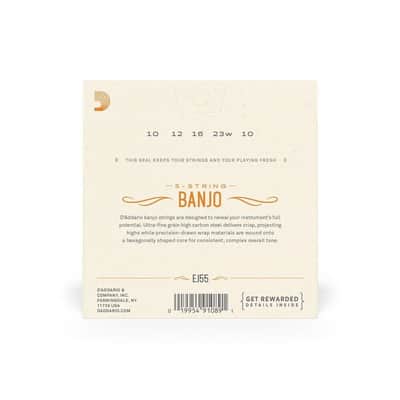 D'Addario 10-23 Medium Phosphor Bronze 5 String Banjo Strings - EJ55 image 4