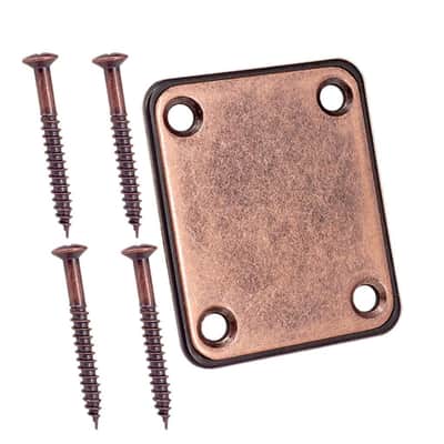 4 Holes Electric Guitar Neck Plate, Neck Joint Plate With Screws for Electric Guitar Bass - Copper Red image 7