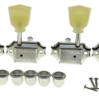Nickel with Vintage Button 3x3 Deluxe Vintage Tuners Guitar Tuning Keys Machine Heads with Plastic Keystone Buttons for Les Paul/SG/ES, (K1948) image 1