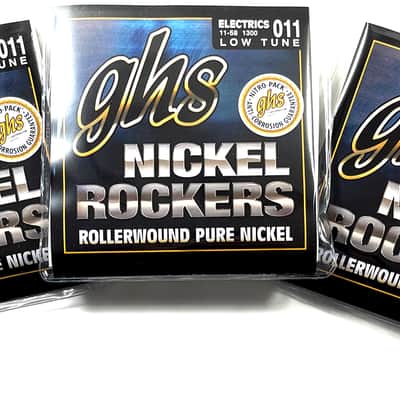 GHS Electric Guitar Strings 3-Sets  Nickel Rockers Rollerwound Light 11-58 Low Tune