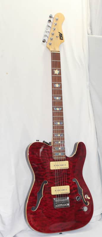 IYV ITF 400 Tele P90 Thinline Burl Top Dark Red in Hard Case image 1