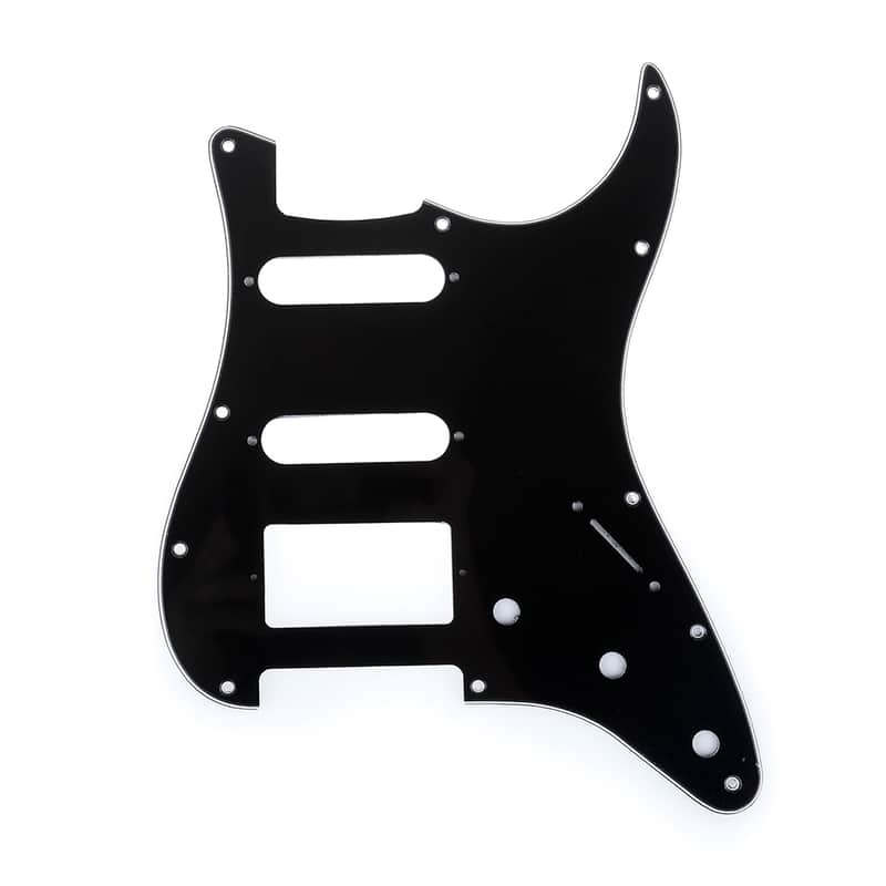 Brio 11-Hole Modern Style Strat HSS Pickguard for American Strat Black 3 Ply image 1