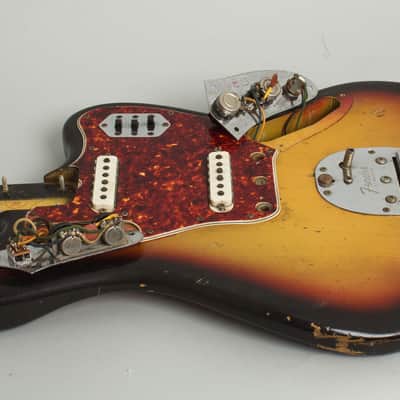 Fender  Jaguar Solid Body Electric Guitar (1965), ser. #105620, tweed hard shell case. image 13