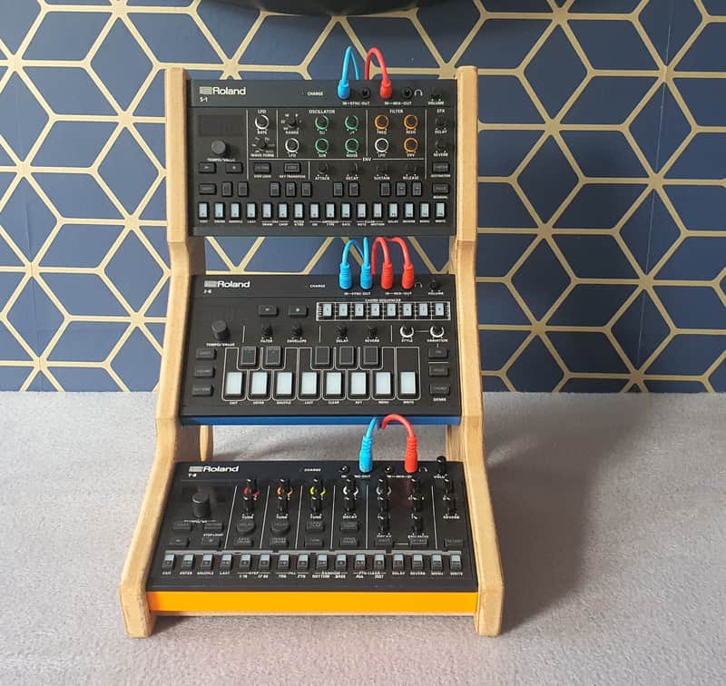 Roland Aira Compact S1 J6 T8 E4 - Oak Veneer Triple Stand from Synths And Wood image 1