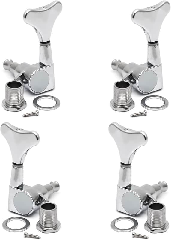 2R2L Electric Bass Guitar Sealed Tuning Pegs Tuners Machine Heads Tuning Keys/Buttons Guitar Parts Machine Head Tuners for Precision Bass and Jazz Bass (Chrome) image 1