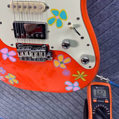 Schecter Nick Johnston "Thumper" FretWerx In-USA Setup and Fret Polish 2020's HSS - Orange w/ Custom Vinyl Flowers image 21