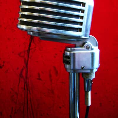 Vintage RARE 1940's Turner 34X modified dynamic microphone Satin Chrome with cable & Atlas DS-5 stand 77A 101C image 9