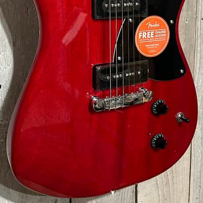 New Squier Paranormal Strat-O-Sonic - Crimson Red Transparent, Wicked Cool Guitar! Pro Set Up and Fast Free Shipping! image 3