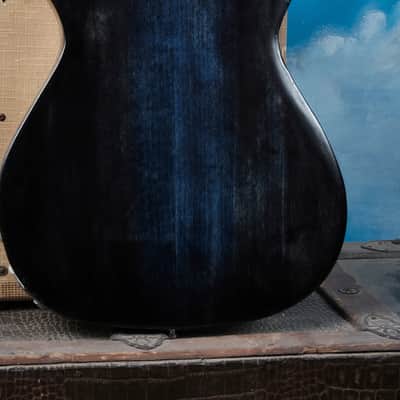 Postal Midnight Special Flamed Maple Blue Silverplate Engraved Pickguard Bigsby image 13