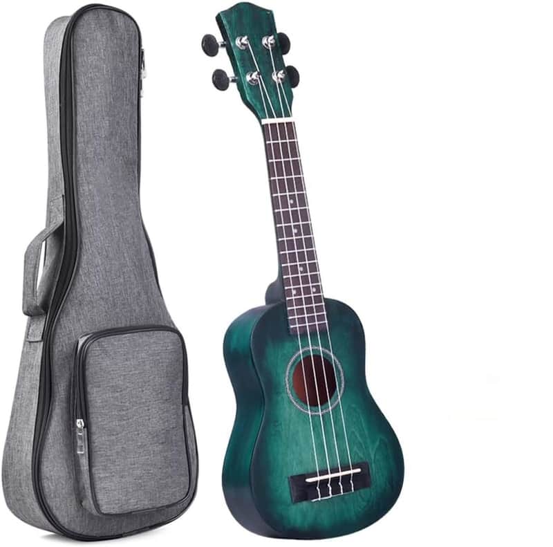 Kids Adults Ukulele Soprano Beginner Kit, 21 Inches Ukulele Set Blue-green with 8 Accessories, Unique Color Design image 1