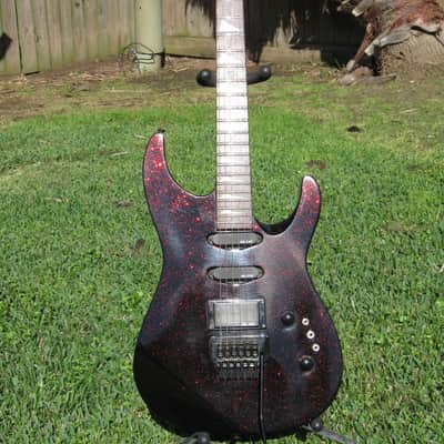 1980's Kaman Applause GTX 23 Black/Red metallic flake electric guitar made in Korea RARE image 3