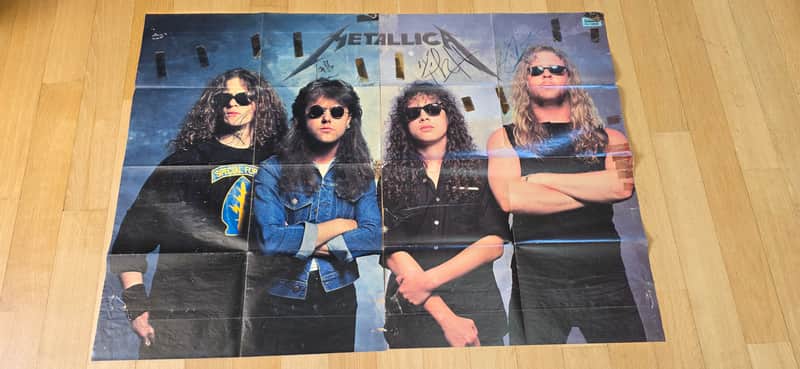 Metallica Autograph 1988 (Jason Newsted,James Hetfiel...) 1988 + Kirk Hammett's Guitar Pick 1988 image 1