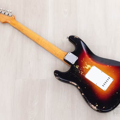 1961 Fender Stratocaster Vintage Guitar Sunburst Slab Board w/ Flame Neck, Hangtag, Strap & Case image 13