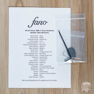 Fano JM6 Alt de Facto LollarTron Humbucker Guitar w/ Gigbag – 3-Tone Sunburst image 10