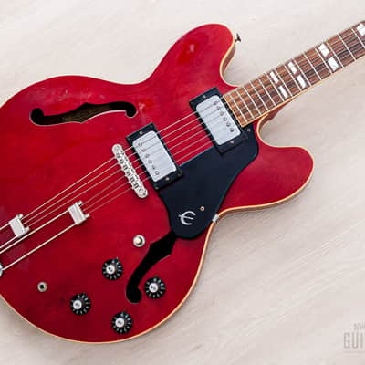 1981 Epiphone Riviera Vintage Semi-Hollow Guitar Cherry w/ Maxon Humbuckers, Japan Matsumoku image 1