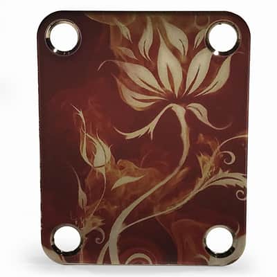 Custom Flowers / Flames Guitar Graphic Color Image Neck Plate Fits Strat / Tele / Bass- USA MADE! image 2