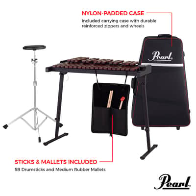 Mint Open Box Pearl PX905C Wooden Xylophone Kit; with Case, Mallets, Stand, Practice Pad image 3