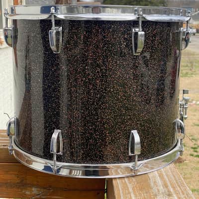Vintage OCT 26, 1967 Ludwig 15x12 Marching Snare Drum in Black Galaxy Sparkling Pearl - Nice! image 3