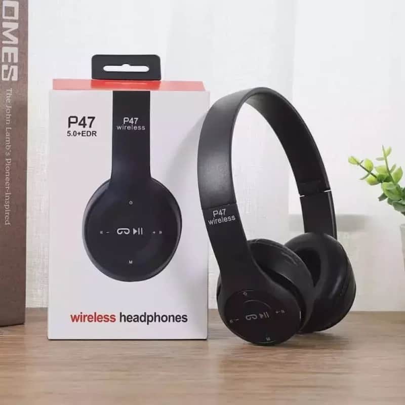 Wireless Bluetooth Headphones with Noise Canceling, Over-Ear Stereo Headphones with Mic, IP65 Waterproof, FM Radio, and Aux Support – US Version image 1