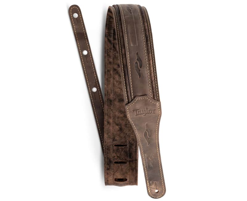 Taylor Guitars Element Distressed Leather 2.5" Guitar Strap in Dark Brown image 1