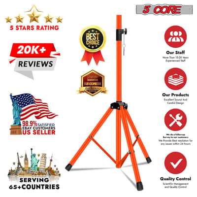 5 Core Speaker Stand Pair Height Adjustable PA DJ Tripod Studio Monitor Stands w 35mm Insert image 4