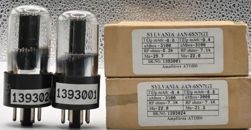 2x1950's Sylvania JAN 6SN7GT Black Pates Made in USA Amplitrex Tested Tube image 1