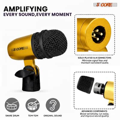 5 Core Conga Mic Snare Tom Set Professional XLR Cardioid Unidirectional Instrument Microphone Kit image 4
