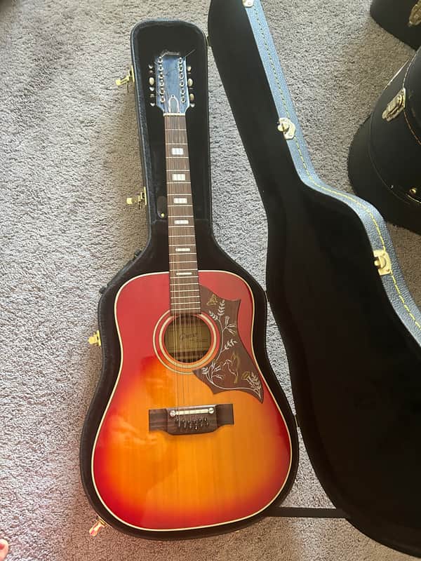 Greco 12-String Acoustic Guitar cherry sunburst with | Reverb