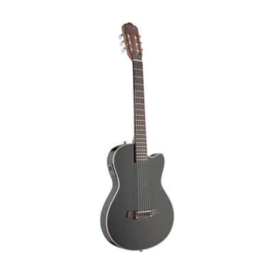 Angel Lopez 4/4 cutaway electric Classical Guitar w/ Solid body, black imagen 1