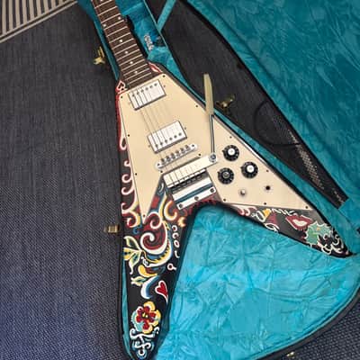 Gibson Custom Shop "Inspired By" Jimi Hendrix Psychedelic Flying V 2006 - Psychedelic Black image 1